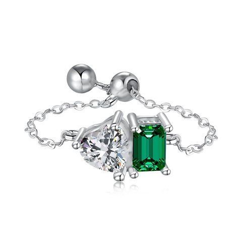 Каблучка срібна з ланцюжком Green 672346bf077db7bb77c9dd65 фото