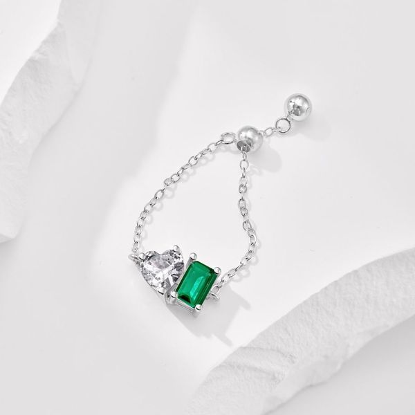 Каблучка срібна з ланцюжком Green 672346bf077db7bb77c9dd65 фото